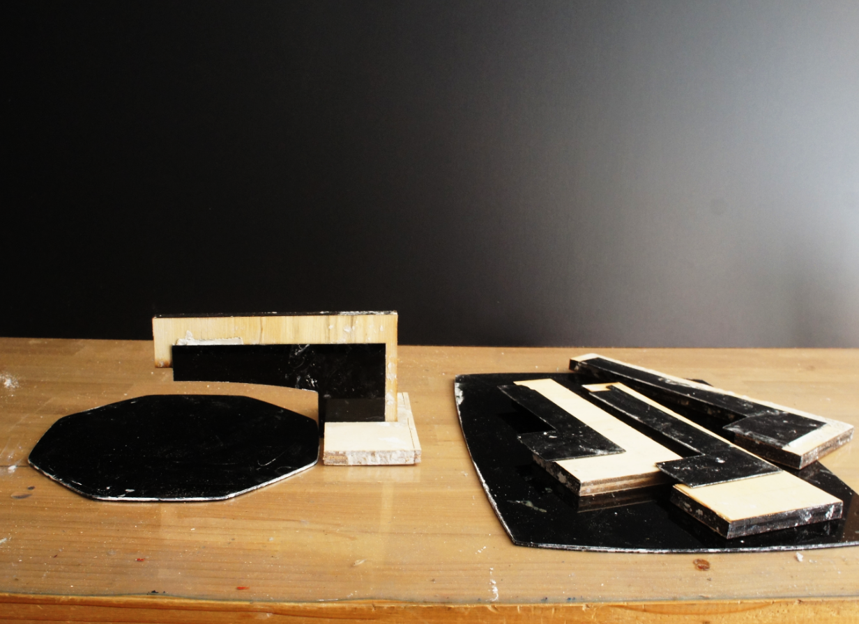 I made a sweeping mold using acrylic and plywood. It needed molds for the bottom and the side.