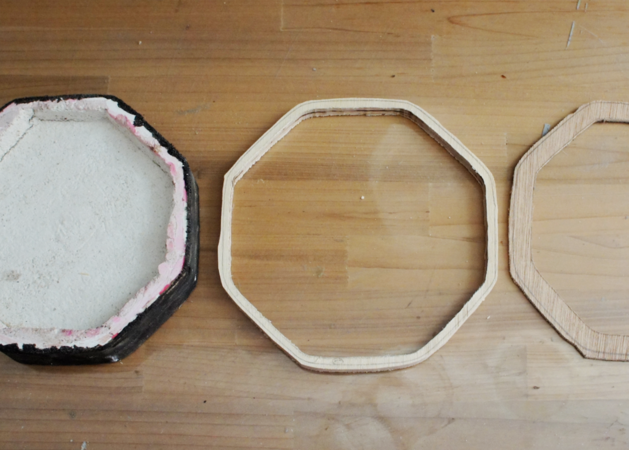 Wooden parts for Kanshitsu - I made the part that receives the lid with 9mm plywood and the edge on the backside with 2.5mm plywood.